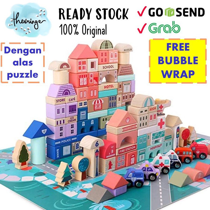 Produk Keren MAGIC COLOR CITY BUILDING BLOCKS URBAN PASTEL 115 PCS block kayu mainan anak balok 115P