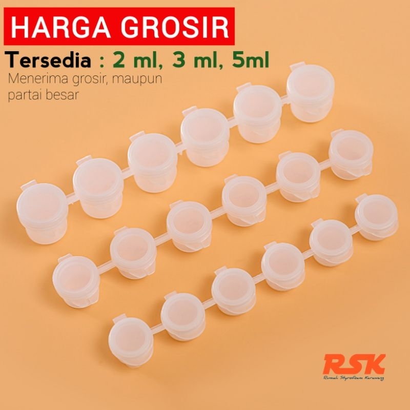 

Pot Cat Plastik Renteng 6x3ml Kosong Empty paint cup Tempat Cat 6 X 3ml/ (1 strip 6 cup ) Paint by number