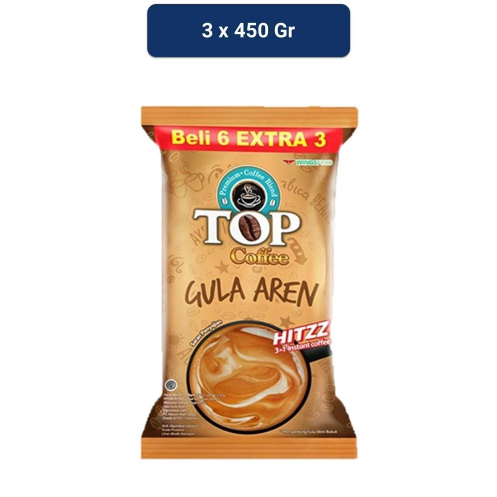 

[✒F61\] Top Coffee Kopi Instan Gula Aren Pack 22 gr isi 6 + 3 pcs x3 [214]