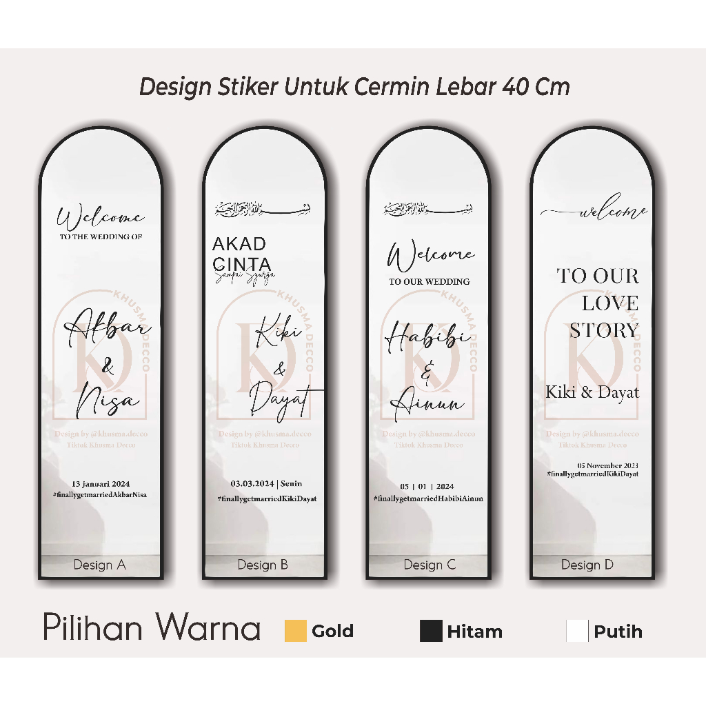Sticker Mirror Sign Lebar 40 Cm // Mirror Wedding //  Welcome Sign // Wedding Dream // Stiker Cermin