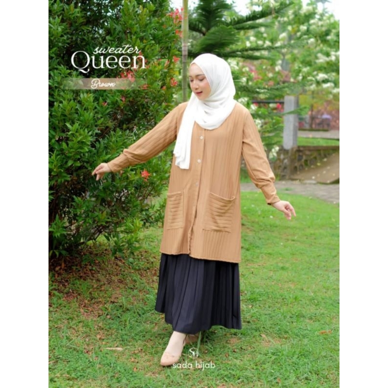 Hoodie Wanita Sweater kancing depan bahan Hornet Knit Ukuran Standar dan Jumbo