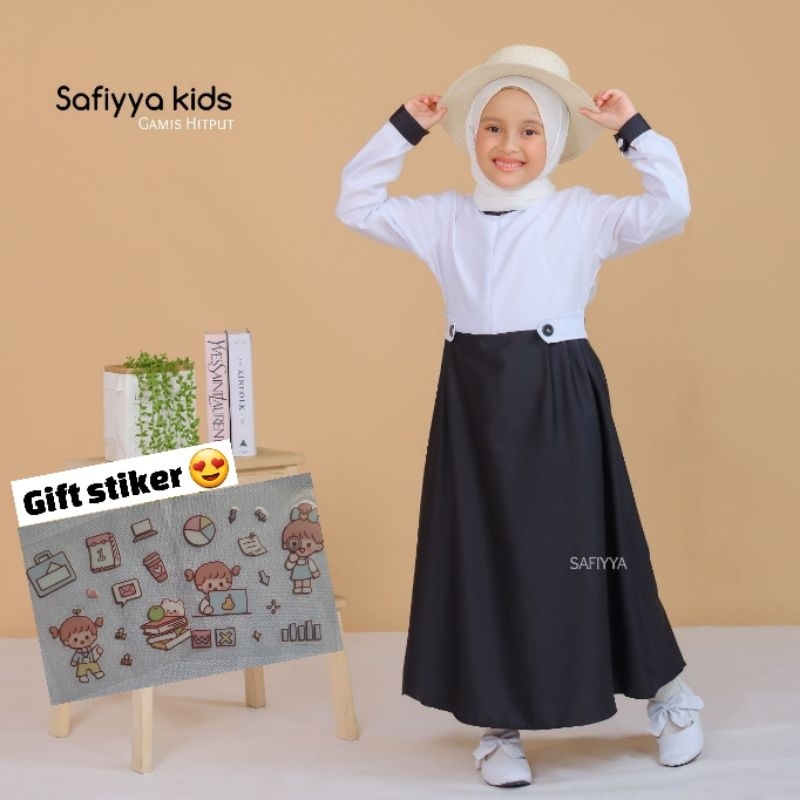 gamis toyobo muslim anak paud / tk / sd / sekolah / hitam putih