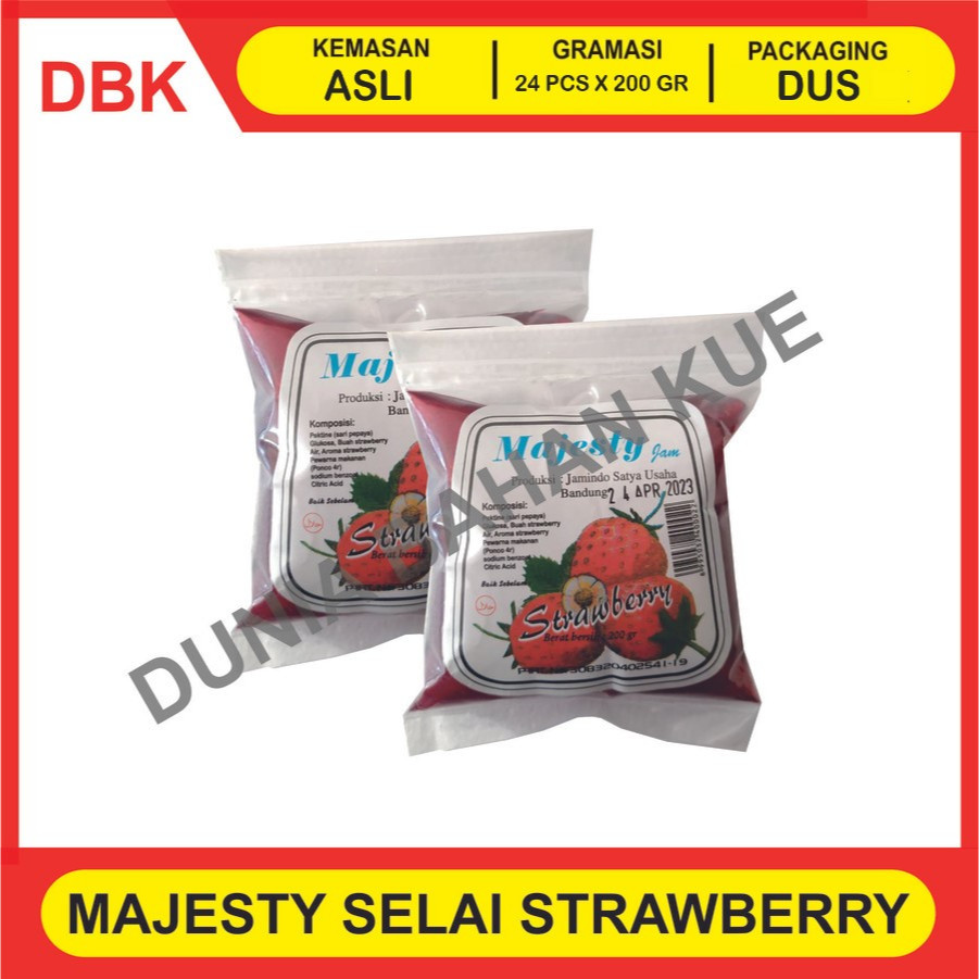 

MAJESTY SELAI STRAWBERRY / SELAI STOBERI 200 GR - 1 DUS 24 PCS