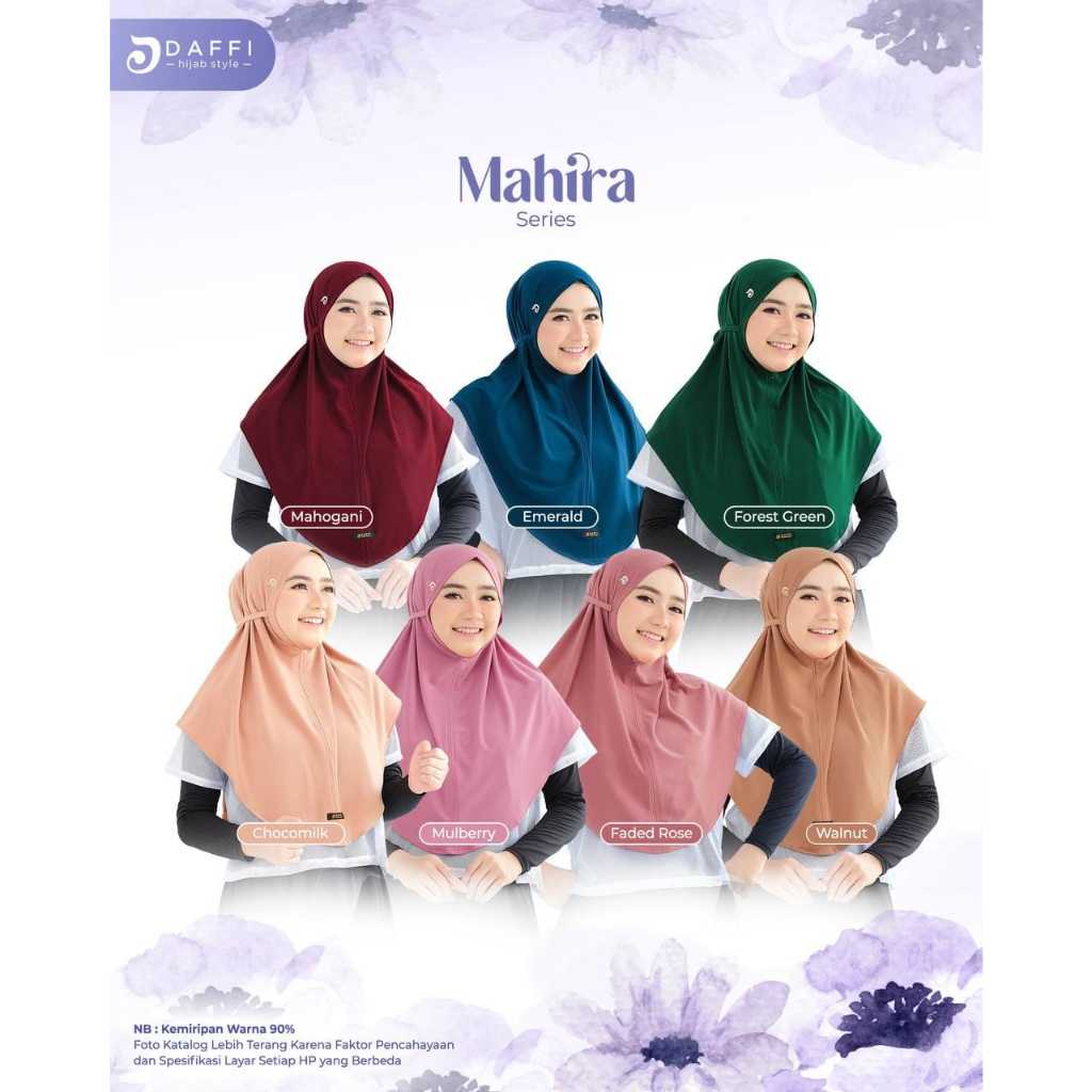 MAHIRA BY DAFFI HIJAB / HIJAB DAFFI INSTAN / HIJAB INSTAN NON PAD / HIJAB INSTAN ANEKA WARNA / HIJAB