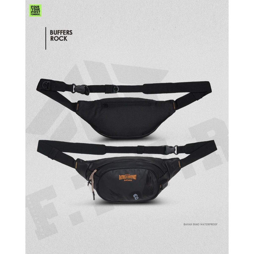 BUFFERS ROCK - Tas Waistbag Pria Casual Waterproof - Tas Pinggang Premium