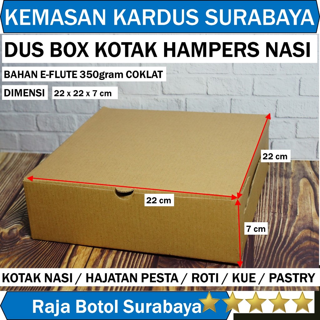 

Dus Kotak Box Hampers Nasi 22x22x7 Coklat Corrugated EFlute