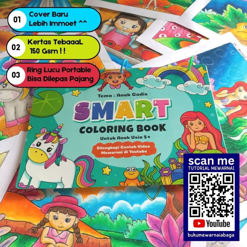 

Buku Mewarnai Anak SD Perempuan - Smart Coloring Book Girl - Belajar Mewarnai Teknik Pastel