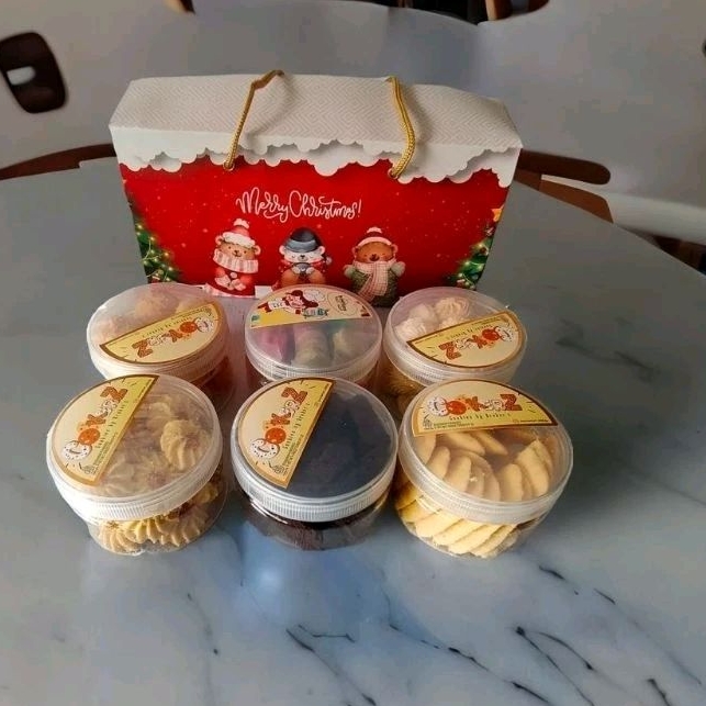 

paket cookies kue kering kuker Natal isi 6 varian kemasan tema natal