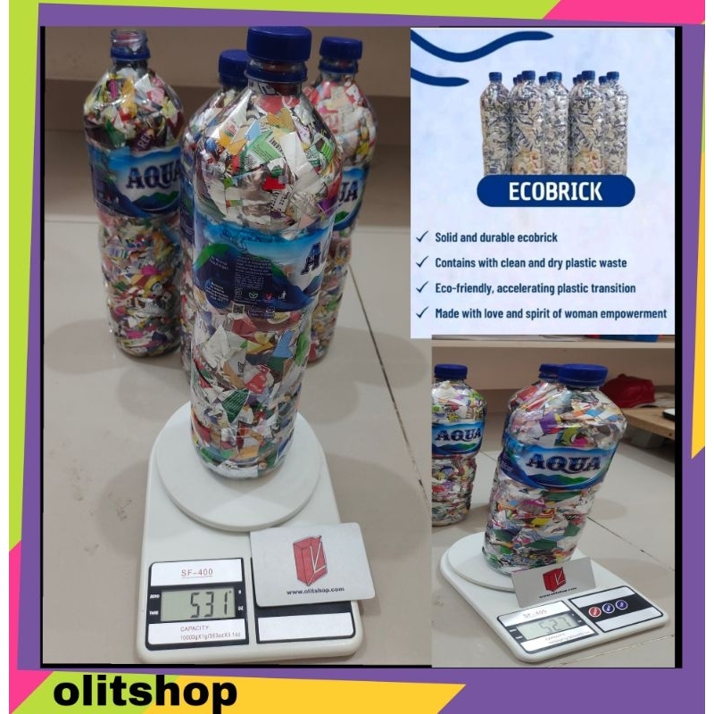 ECOBRICK BOTOL 1500 ML OLIT KERAJINAN PLASTIK DAUR ULANG POTONGAN PADAT TERLAKU
