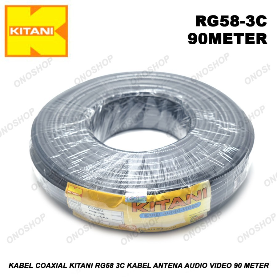 Kabel Coaxial Kitani RG58 3C Kabel Antena Audio Video 90 Meter