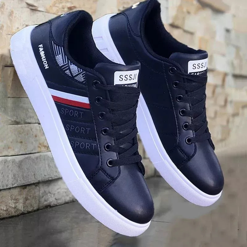 Sepatu Casual Pria Sneakers Sport Fashion Cowok Putih Hitam