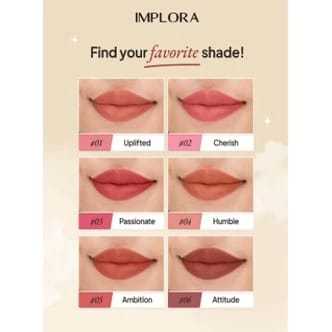 Implora Day To Day Series Lite Matte Lip Cream / Implora Lip Cream Matte 6 Shades 4gr