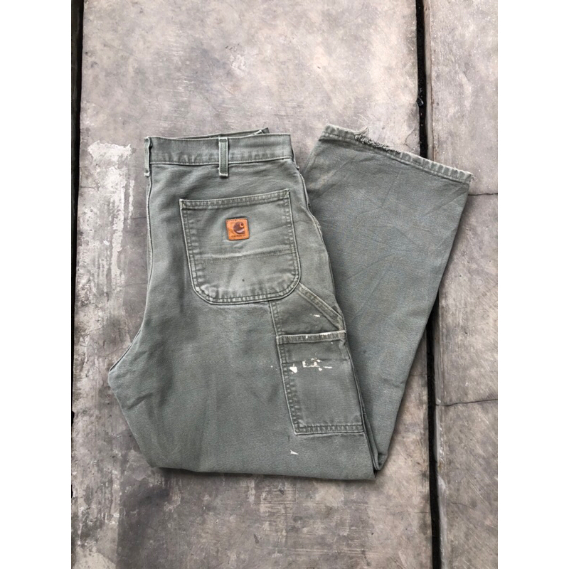 CARHARTT FADED MOSS GREEN CARPENTER PANTS