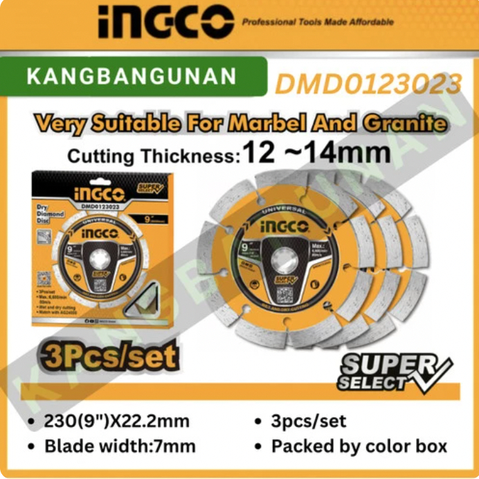 MATA GERINDA POTONG KERAMIK DIAMOND WHEEL DRY 3 pcs INGCO DMD0123023