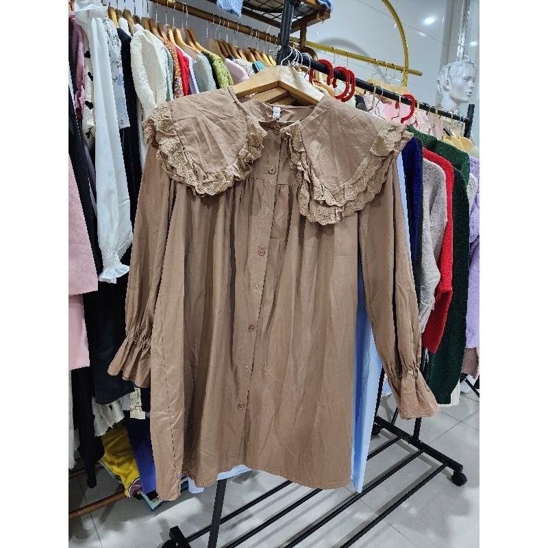 Dress blouse wanita bahan kaos lengan panjang midi premium import jj01