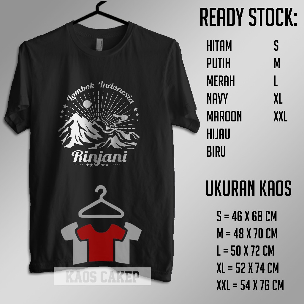 Kaos Outdoor Gunung Rinjani Lombok Indonesia Pendaki Gunung Hiking Baju Distro