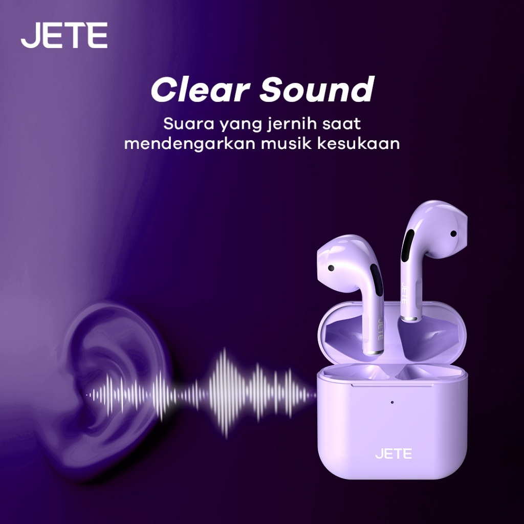 EARPHONE WIRELESS JETE TWS-CE2 PURPLE WATERPROOF