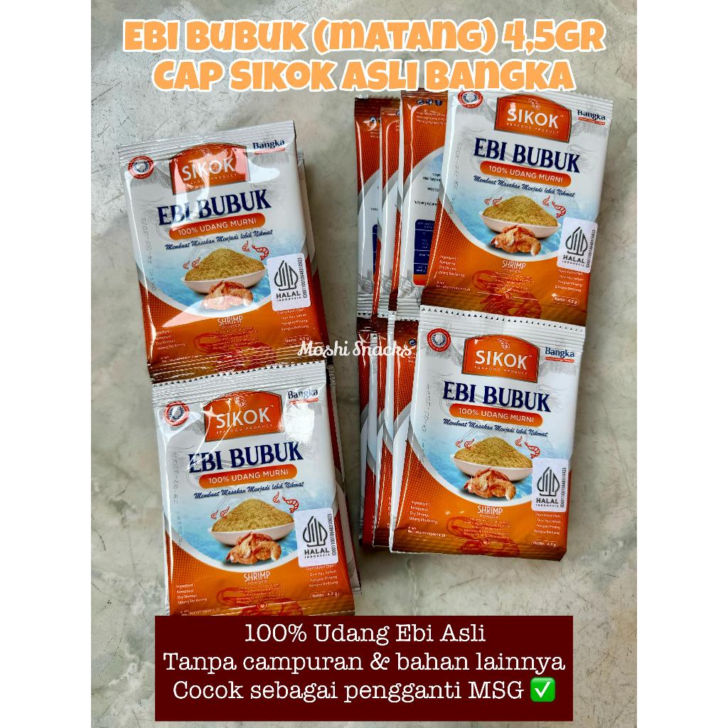 

Sikok Ebi Bubuk Shrimp Powder 4.5gr Hebi Menir Asli Bangka Udang Kering Ebi Instant 100% Udang Murni