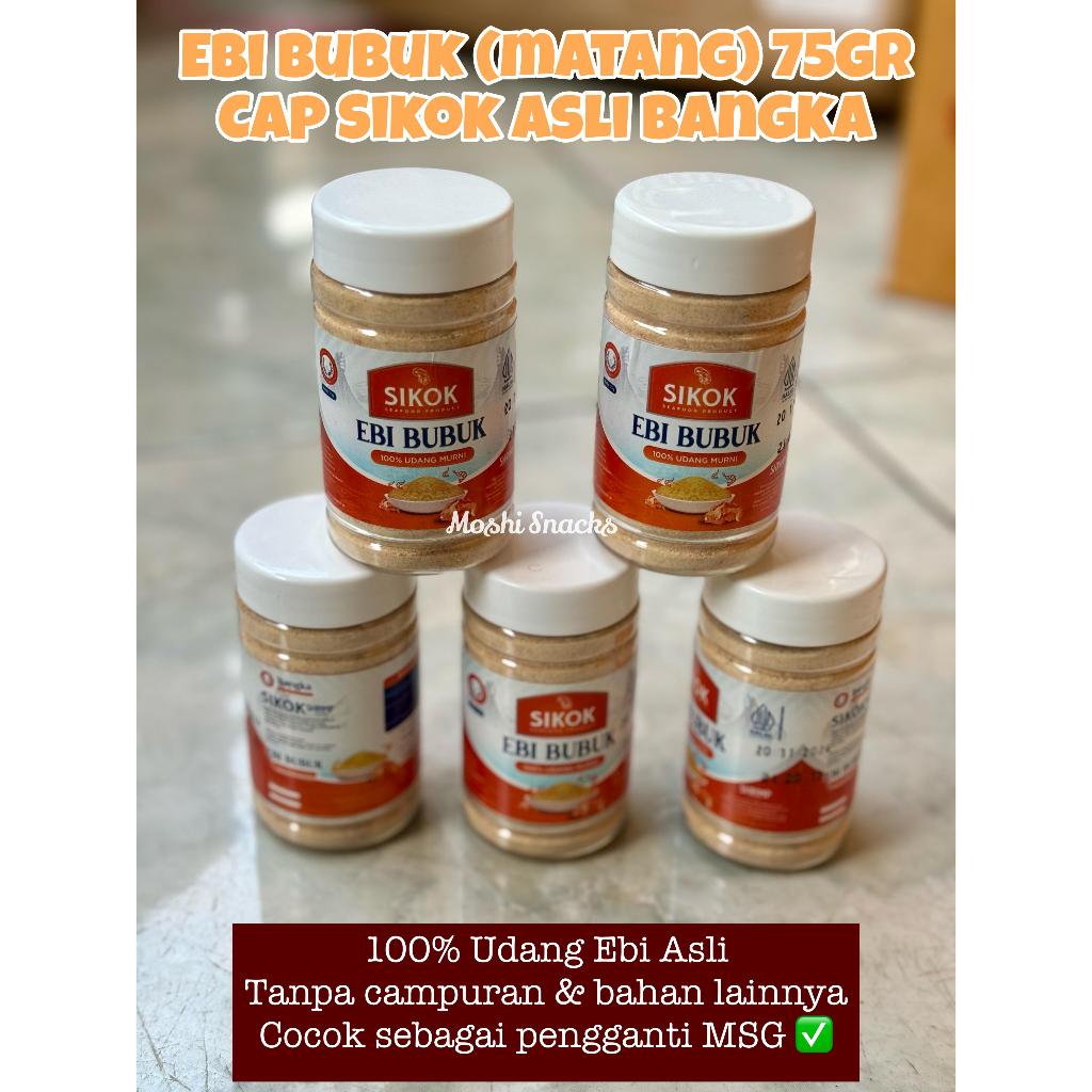 

Sikok Ebi Bubuk Shrimp Powder 75gr Hebi Menir Asli Bangka Udang Kering Ebi Instant 100% Udang Murni