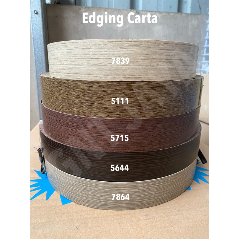 CARTA EDGING HPL Lebar 42mm-4cm tebal 1mm 7864 5644 5715 5111 7839 motif urat serat tekstur kayu jat