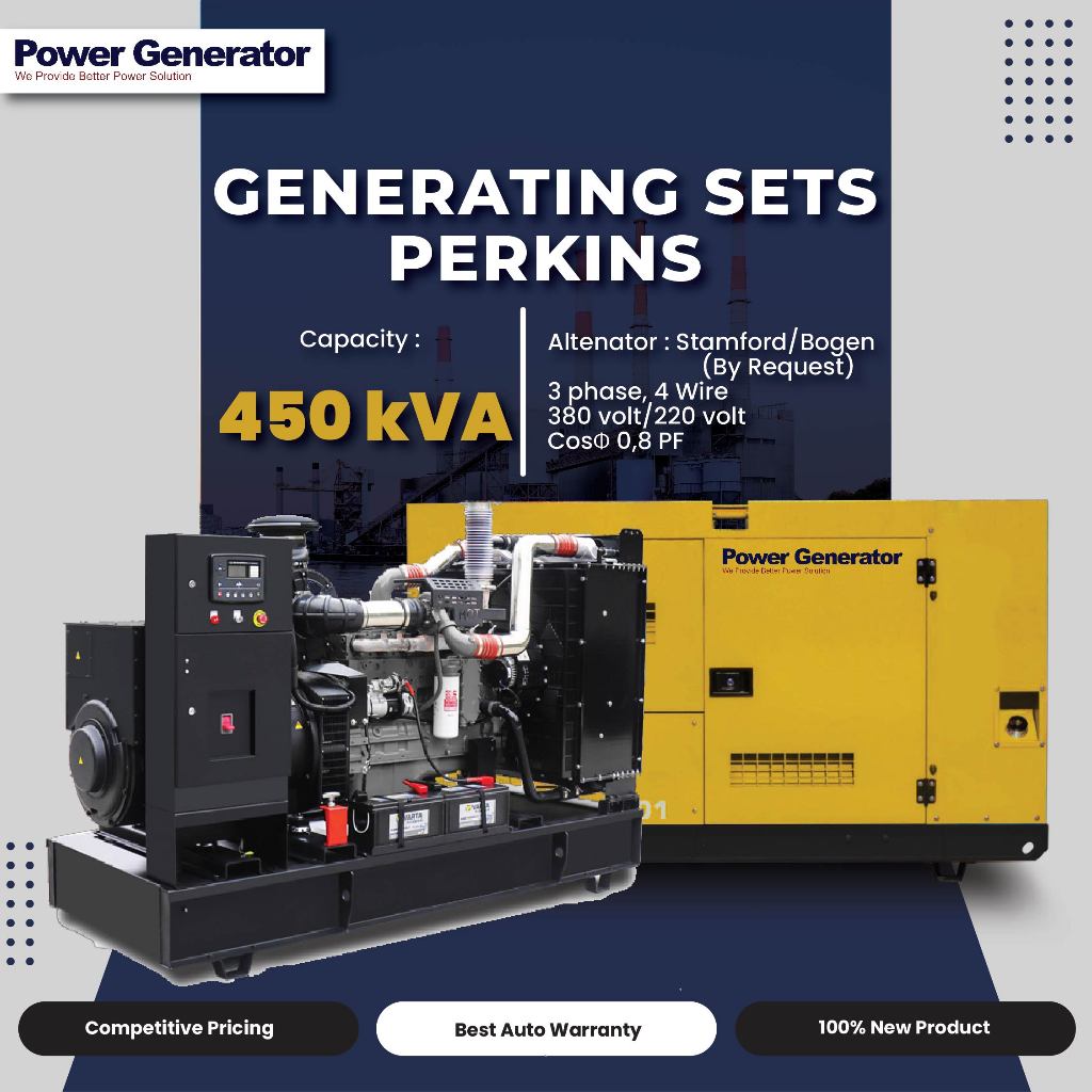 Genset 450 kVA Perkins - Open & Silent - Genset Power Indo - Pembangkit Listrik Diesel Genset Murah
