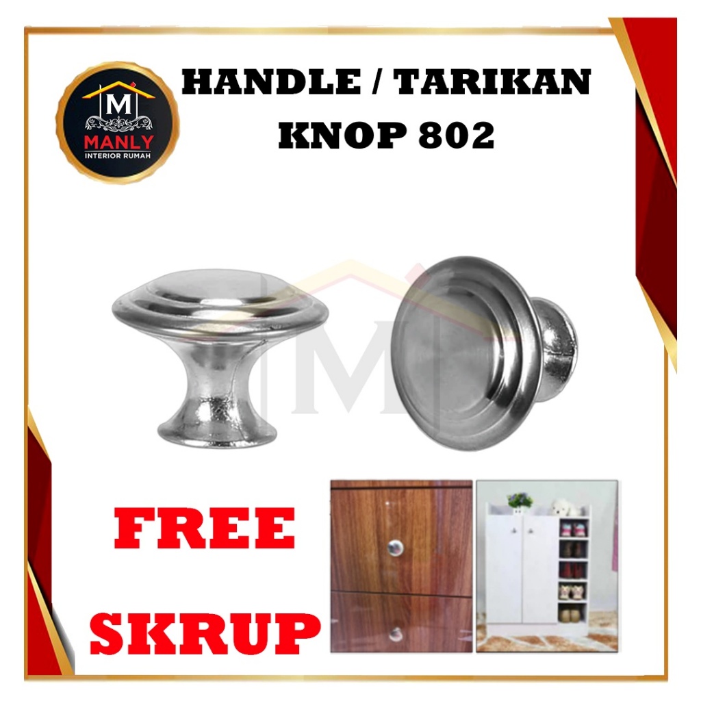 Knob Knop Tarikan 802 Knop Laci Handel Tarikan Laci Lemari Bulat Stainless Meja Rias Kitchen Set