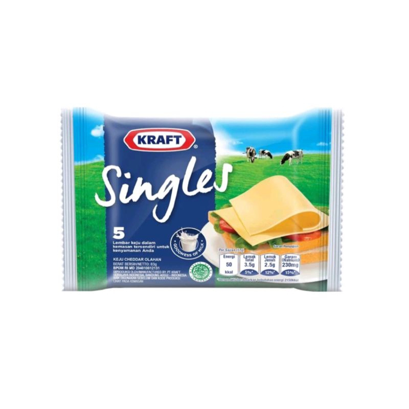 

Keju Kraft Singles 5 Slice 75gr / Keju Kraft Singles 5 Lembar / Keju Slice isi 5 / Keju Kraft Tinggi Kalsium / Keju untuk burger dan camilan / Camilan Sehat / Camilan Tinggi Kalsium