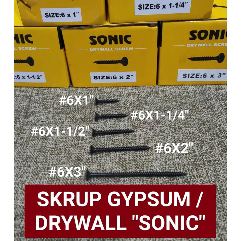Sekrup Gypsum Sonic Ap Izm 2cm 2,5cm 3cm 4cm 5cm 7cm | Baut Sekrup Baja Gypsum Gipsum 500gram