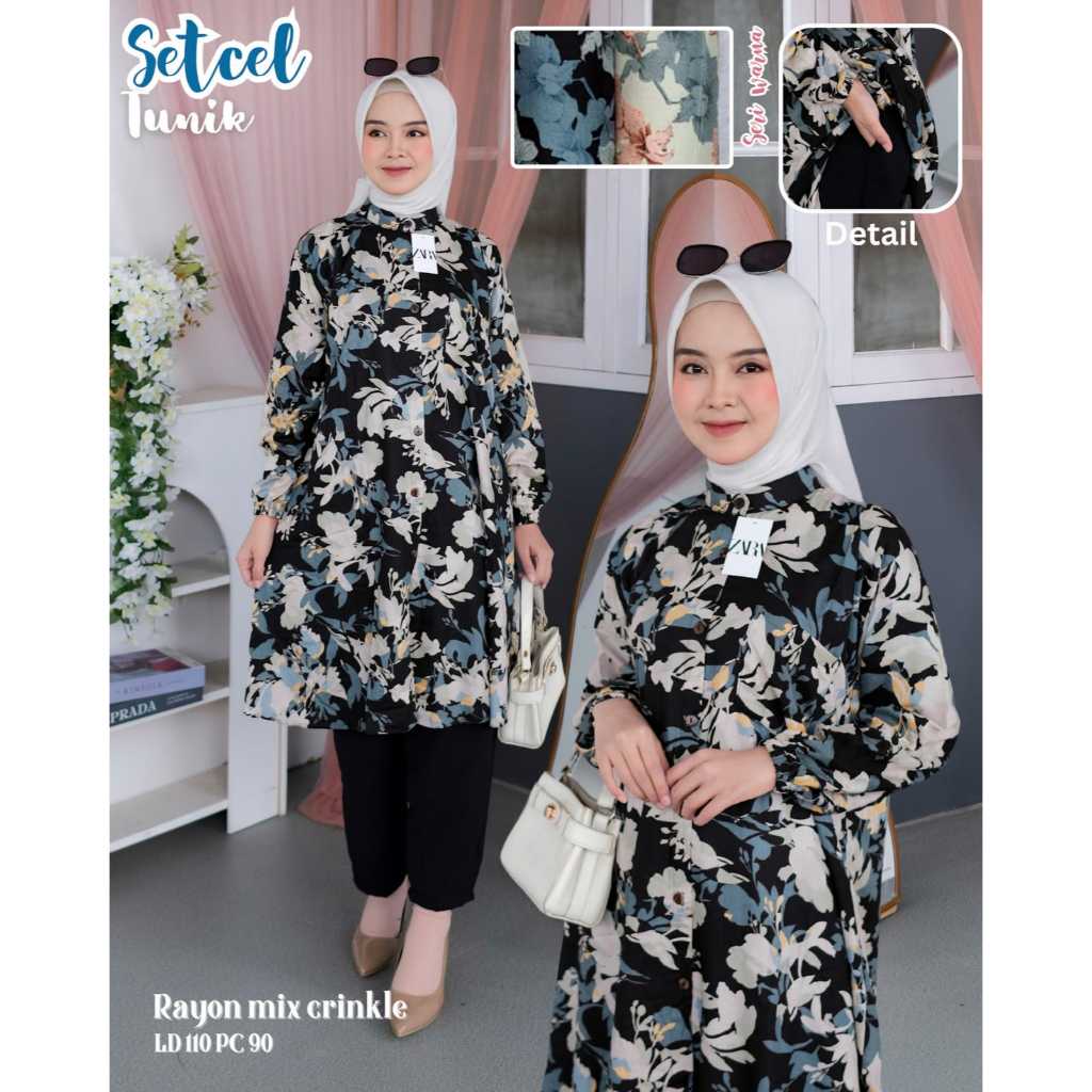 STELAN ANA ZARA RAYON MIX KRINGKLE | MOTIP RANDOM | ONESET ZARA | SET TUNIK ZARA PREMIUM | SET ZARA 