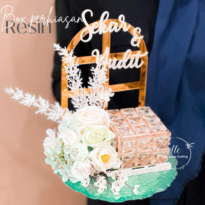 MAHAR PERHIASAN TEMPAT PERHIASAN KOTAK PERHIASAN RINGBOX RESIN TEMPAT CINCIN AKRILIK MAHAR PERNIKAHA