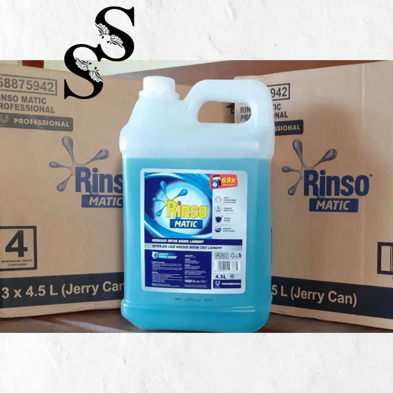 1 CARTON (ISI 3 JERIGEN) RINSO MATIC PROFESIONAL LIQUID 4,5L 100% ORIGINAL