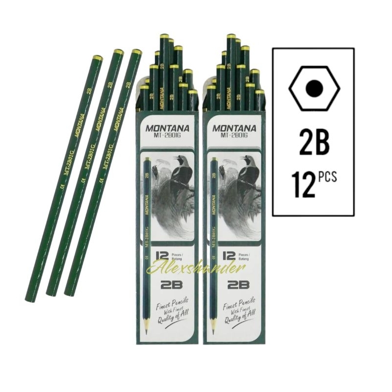 

promo 1 pack isi 12 pcs pensil 2B montana / pencil MT-2BOIG