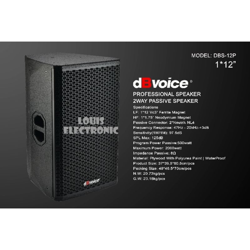 Professional Speaker Pasif 2 Way 12 Inch dBvoice DBS-12P ORIGINAL