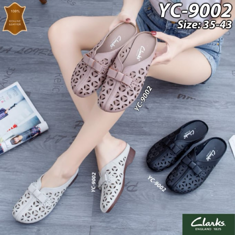 TERMURAH Sepatu Clarks YC-9002 Leather Sandal 3cm / Sandal kulit leather clark / slip on wanita fash