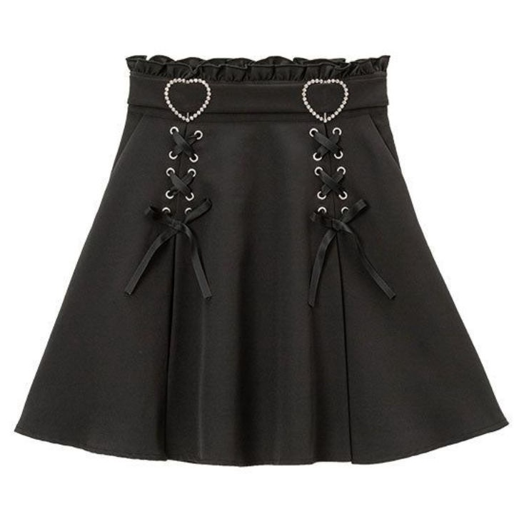(・∀・) READY STOCK honeyL | short skirt japanese jk jirai kei new high waist slimming A-line skirt an