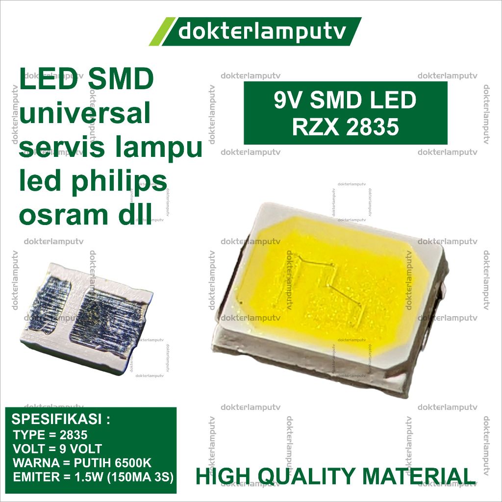 1000 BIJI LED SMD 9V 1W RZX 2835 PUTIH RZX SERIES UNTUK SERVIS LAMPU LED PHILIPS DLL