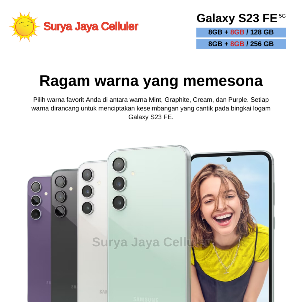Samsung Galaxy S23 FE 5G 8/256GB, S23 FE 5G 8/128GB (Garansi Resmi Samsung)