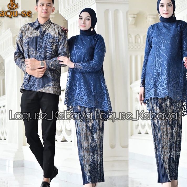 Terlaris Set Kebaya Couple Kemeja Batik Lengan Panjang Couple Kebaya Tulle Stelan Couple Kondangan C