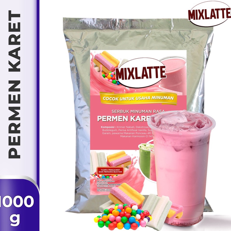 

Stock Banyak Powder Drink Bubuk Minuman Rasa PERMEN KARET VIRAL MIXLATTE 1Kg