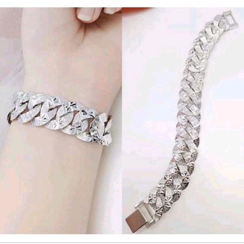 gelang titanium silver model sisik naga terbaru