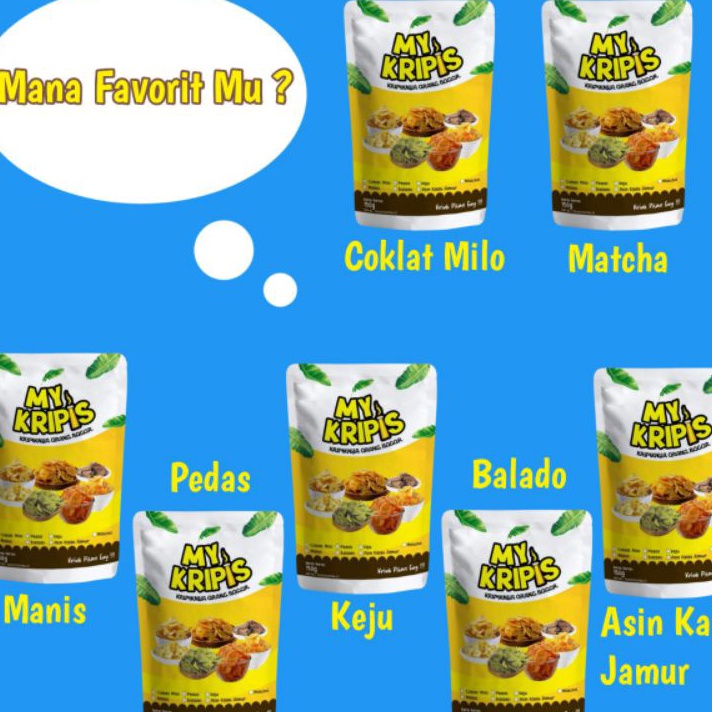 

Best Terlaris MY KRIPIS KERIPIK PISANG RASA COKELAT, MATCHA, BALADO, ASIN, MANIS ,PEDAS, KEJU 150gr