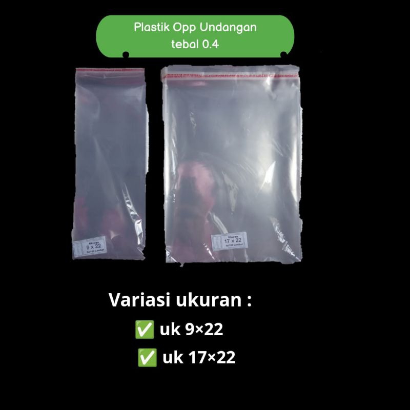 Plastik Opp Uk 9x22, 16x25, 17x22 Plastik Opp Undangan Bungkus Aksesories