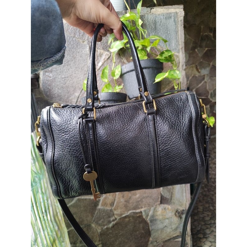 PRELOVED PL TAS BAG FOSSIL MADDOX SATCHEL KENDAL SMALL MEDIUM LARGE BLACK HITAM