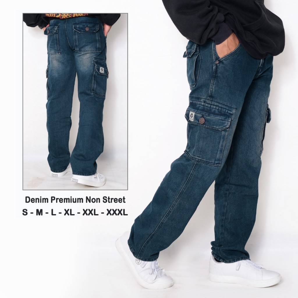 Terlaris Celana Jeans Cargo Standart Pria Long Pants - Celana Cargo Jeans Standart Pria Baggy Pants 