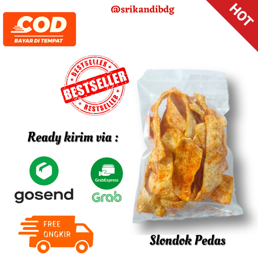 

Keripik slondok pedas Srikandi gurih dan renyah