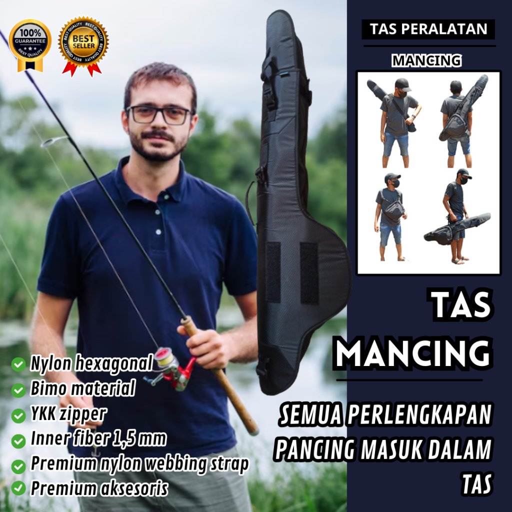 tas pancing Premium aksesoris keren Ransel Terbaik Jumbo 4 Joran Selempang Bahan Tebal Kuat kantong 