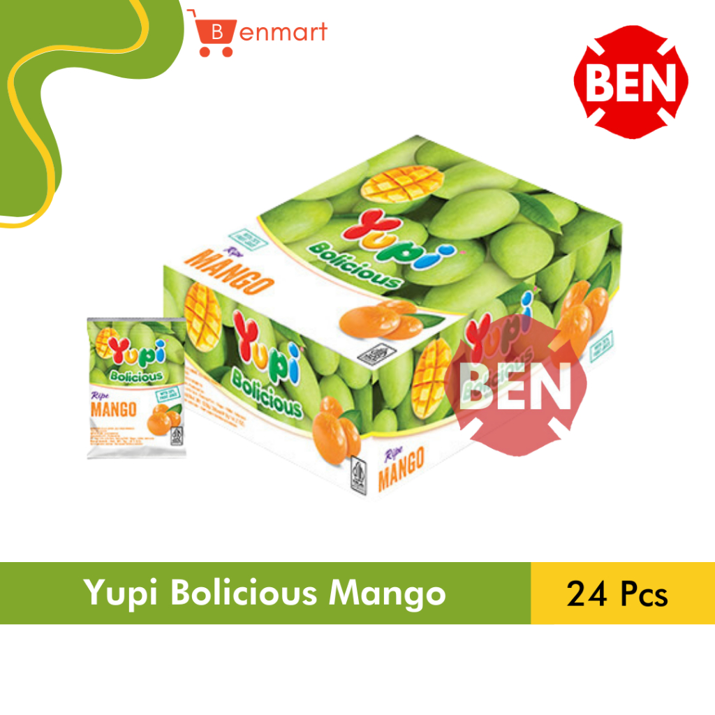 

Yupi Bolicious Ripe MANGO 1 Pak Box 24 Pcs Permen Jelly Mangga Buah