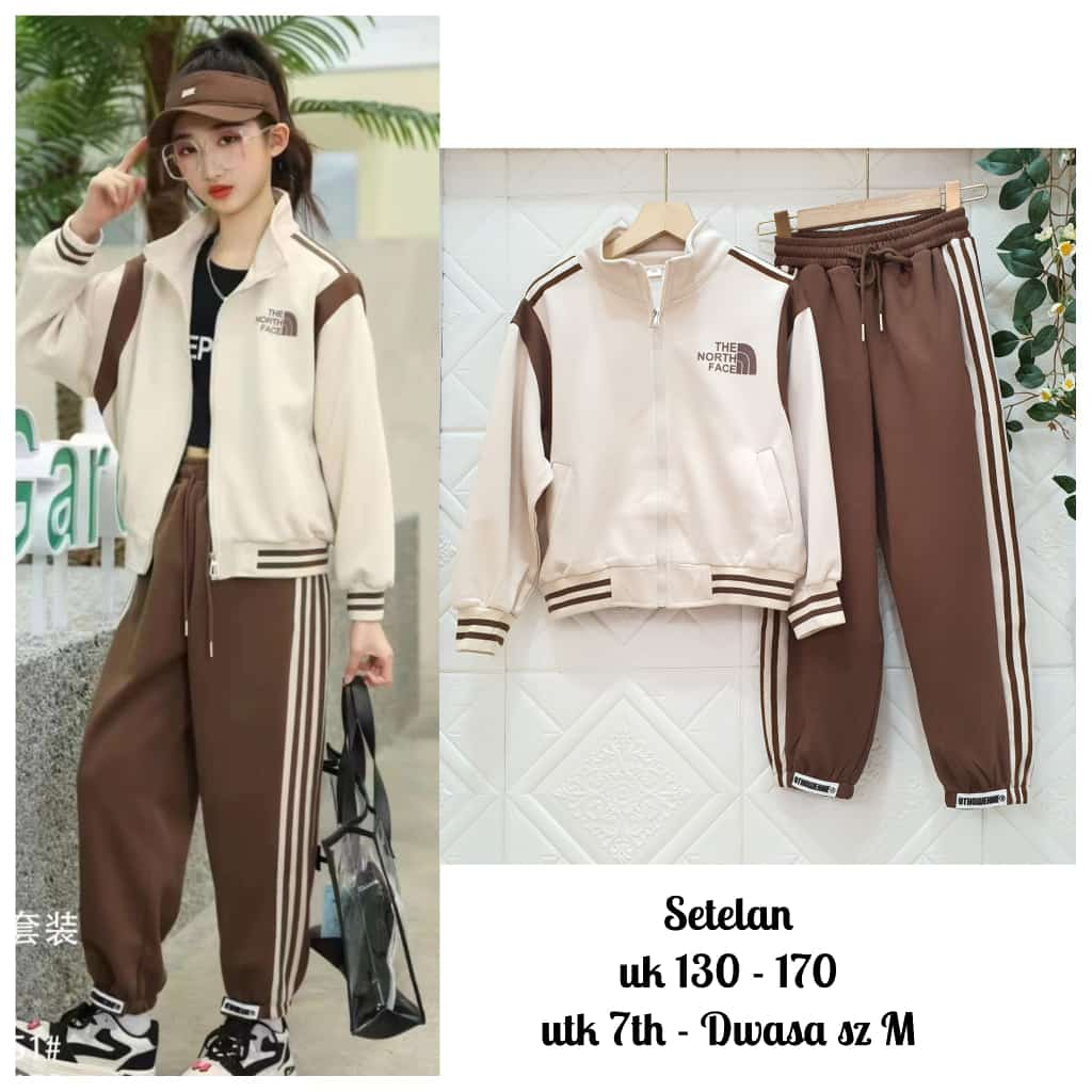 Setelan Anak Unisex Jaket + Celana Jogger Bootleg North Face Import