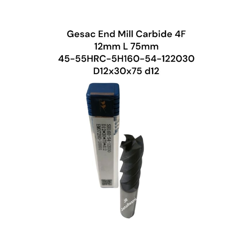 Gesac End Mill Carbide 4F 12mm L 75mm 45-55HRC-5H160-54-122030 D12x30x75 d12 EM0729D-10001 Bor Friz