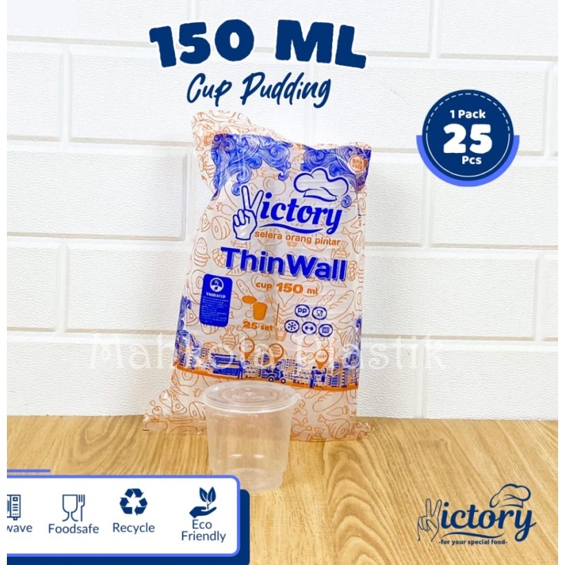 Cup Saos Cup Puding Victory Tutup Sambung 100ml 150ml 60ml